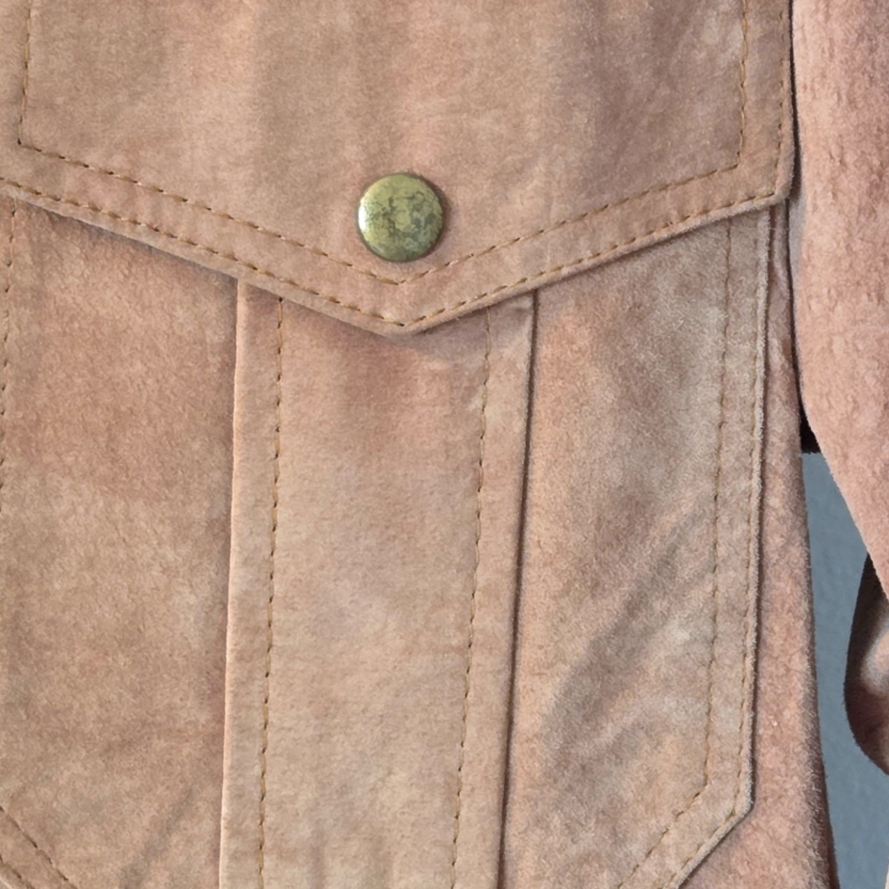 Vintage Tan Brown Leather Utility Jacket M/L Snap Front Shacket 100% Leather - Picture 6 of 12